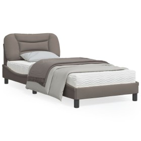 Bed frame with headboard in taupe gray fabric 90x190 cm by , Beds and slatted bases - Ref: Foro24-3207741, Price: 155,99 €, D...