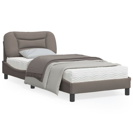 Bed frame with headboard in taupe gray fabric 90x190 cm by , Beds and slatted bases - Ref: Foro24-3207741, Price: 156,33 €, D...