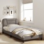 Bed frame with headboard in taupe gray fabric 90x190 cm by , Beds and slatted bases - Ref: Foro24-3207741, Price: 156,33 €, D...