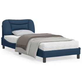 Bed frame with blue fabric headboard 90x190 cm by , Beds and slatted bases - Ref: Foro24-3207743, Price: 151,99 €, Discount: %