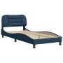 Bed frame with blue fabric headboard 90x190 cm by , Beds and slatted bases - Ref: Foro24-3207743, Price: 159,65 €, Discount: %