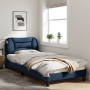 Bed frame with blue fabric headboard 90x190 cm by , Beds and slatted bases - Ref: Foro24-3207743, Price: 159,65 €, Discount: %