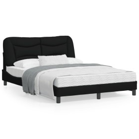 Estructura de cama con cabecero de tela negro 140x200 cm de , Camas y somieres - Ref: Foro24-3207774, Precio: 200,99 €, Descu...