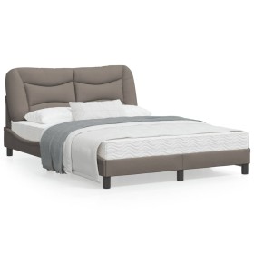 Bed frame with headboard in taupe gray fabric 140x190 cm by , Beds and slatted bases - Ref: Foro24-3207769, Price: 200,79 €, ...