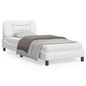 Estructura de cama con cabecero cuero sintético blanco 80x200cm de , Camas y somieres - Ref: Foro24-3207961, Precio: 162,99 €...