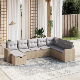 Gartensofa-Set mit beigem Kissenmix, 8-teilig aus PE-Rattan von , Gartensets - Ref: Foro24-3263585, Preis: 539,58 €, Rabatt: %