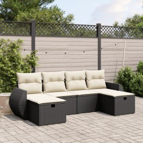 6-piece garden sofa set and black synthetic rattan cushions by , Garden sets - Ref: Foro24-3264162, Price: 385,99 €, Discount: %