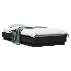 Estructura de cama madera de ingeniería negra 90x200 cm de , Camas y somieres - Ref: Foro24-839603, Precio: 97,99 €, Descuent...