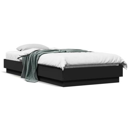 Estructura de cama madera de ingeniería negra 90x200 cm de , Camas y somieres - Ref: Foro24-839603, Precio: 97,09 €, Descuent...