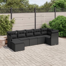 7-teiliges Garten-Essset und schwarze Kissen aus synthetischem Rattan von , Gartensets - Ref: Foro24-3263191, Preis: 439,05 €...