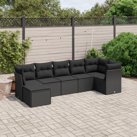 7-piece garden dining set and black synthetic rattan cushions by , Garden sets - Ref: Foro24-3263191, Price: 438,58 €, Discou...