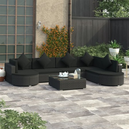 Garden furniture and cushions set 8 pieces black synthetic rattan by vidaXL, Garden sets - Ref: Foro24-46751, Price: 716,68 €...