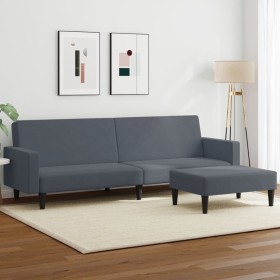 Sofá cama de 2 plazas con taburete terciopelo gris oscuro de , Sofás - Ref: Foro24-3216237, Precio: 297,99 €, Descuento: %