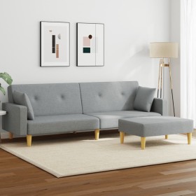 Sofá cama de 2 plazas con taburete tela gris claro de , Sofás - Ref: Foro24-3216240, Precio: 313,99 €, Descuento: %