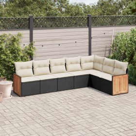 7-teiliges Garten-Essset und schwarze Kissen aus synthetischem Rattan von , Gartensets - Ref: Foro24-3227708, Preis: 438,14 €...