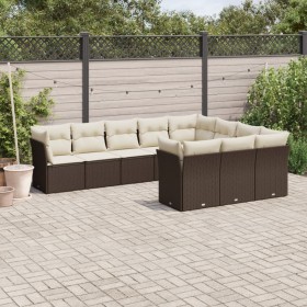 10-piece garden sofa set and brown synthetic rattan cushions by , Garden sets - Ref: Foro24-3250062, Price: 616,72 €, Discoun...