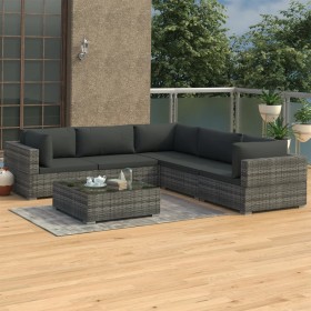 6-piece garden furniture set with gray synthetic rattan cushions by vidaXL, Garden sets - Ref: Foro24-46771, Price: 770,21 €,...