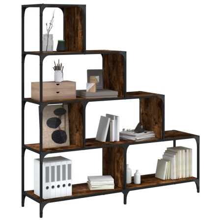 Bookcase with 4 smoked oak wood steps 139x33.5x149 cm by , Bookcases and shelves - Ref: Foro24-842478, Price: 136,66 €, Disco...