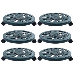 Plant stand with wheels 6 units green plastic 38 cm by vidaXL, Pot stands - Ref: Foro24-48228, Price: 57,66 €, Discount: %