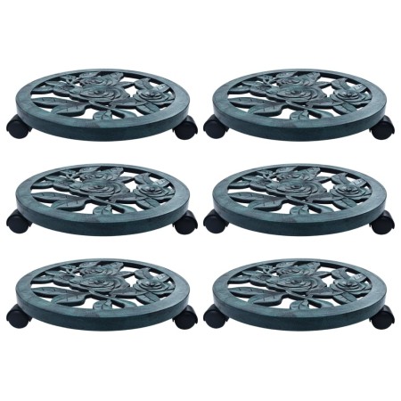 Plant stand with wheels 6 units green plastic 38 cm by vidaXL, Pot stands - Ref: Foro24-48228, Price: 56,66 €, Discount: %