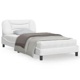 Estructura de cama cabecero cuero sintético blanco 100x200 cm de , Camas y somieres - Ref: Foro24-3207982, Precio: 163,43 €, ...