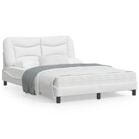 White synthetic leather headboard bed frame 120x200 cm by , Beds and slatted bases - Ref: Foro24-3207989, Price: 226,37 €, Di...