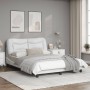 White synthetic leather headboard bed frame 120x200 cm by , Beds and slatted bases - Ref: Foro24-3207989, Price: 232,74 €, Di...