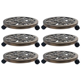 Plant stand with wheels 6 pcs bronze-colored plastic 38 cm by vidaXL, Pot stands - Ref: Foro24-48229, Price: 65,18 €, Discoun...