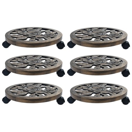 Plant stand with wheels 6 pcs bronze-colored plastic 38 cm by vidaXL, Pot stands - Ref: Foro24-48229, Price: 65,18 €, Discoun...