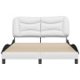 Estructura cama cabecero cuero sintético blanco negro 120x200cm de , Camas y somieres - Ref: Foro24-3207994, Precio: 199,40 €...