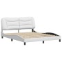 Estructura de cama cabecero cuero sintético blanco 160x200 cm de , Camas y somieres - Ref: Foro24-3208010, Precio: 240,99 €, ...