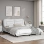 White synthetic leather headboard bed frame 160x200 cm by , Beds and slatted bases - Ref: Foro24-3208010, Price: 257,14 €, Di...