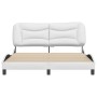 Estructura de cama cabecero cuero sintético blanco 160x200 cm de , Camas y somieres - Ref: Foro24-3208010, Precio: 257,14 €, ...