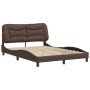 Estructura de cama cabecero cuero sintético marrón 140x200 cm de , Camas y somieres - Ref: Foro24-3208004, Precio: 243,52 €, ...