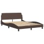 Estructura de cama cabecero cuero sintético marrón 140x200 cm de , Camas y somieres - Ref: Foro24-3208004, Precio: 243,52 €, ...