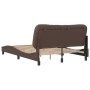 Estructura de cama cabecero cuero sintético marrón 140x200 cm de , Camas y somieres - Ref: Foro24-3208004, Precio: 243,52 €, ...