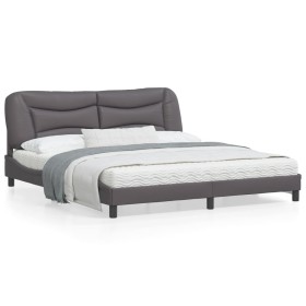 Bed frame with headboard gray synthetic leather 180x200cm by , Beds and slatted bases - Ref: Foro24-3208019, Price: 236,99 €,...