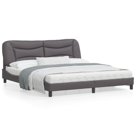 Estructura de cama con cabecero cuero sintético gris 180x200cm de , Camas y somieres - Ref: Foro24-3208019, Precio: 236,99 €,...