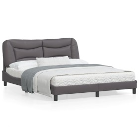 Bed frame with headboard gray synthetic leather 160x200cm by , Beds and slatted bases - Ref: Foro24-3208012, Price: 228,99 €,...