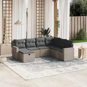 7-piece garden sofa set with gray PE rattan cushions by , Garden sets - Ref: Foro24-3263526, Price: 486,03 €, Discount: %