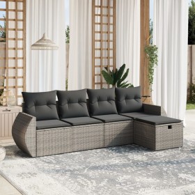 Gartensofa-Set mit Kissen, 5-teilig, graues synthetisches Rattan von , Gartensets - Ref: Foro24-3264086, Preis: 341,21 €, Rab...