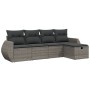 Gartensofa-Set mit Kissen, 5-teilig, graues synthetisches Rattan von , Gartensets - Ref: Foro24-3264086, Preis: 343,58 €, Rab...