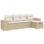 Gartensofa-Set mit Kissen, 5-teilig, beiges synthetisches Rattan von , Gartensets - Ref: Foro24-3264394, Preis: 413,26 €, Rab...