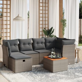 7-piece garden sofa set with gray PE rattan cushions by , Garden sets - Ref: Foro24-3264728, Price: 445,07 €, Discount: %