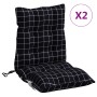 Low back chair cushions 2 pcs Oxford fabric plaid black by , Cushions for chairs and sofas - Ref: Foro24-377719, Price: 50,22...