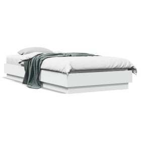 Estructura de cama con luces LED blanco 90x200 cm de , Camas y somieres - Ref: Foro24-839511, Precio: 106,15 €, Descuento: %