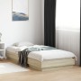 Estructura de cama con luces LED roble Sonoma 90x200 cm de , Camas y somieres - Ref: Foro24-839513, Precio: 103,38 €, Descuen...