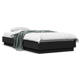 Estructura de cama con luces LED negro 100x200 cm de , Camas y somieres - Ref: Foro24-839505, Precio: 118,99 €, Descuento: %