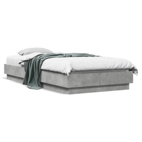 Estructura de cama con luces LED gris hormigón 100x200 cm de , Camas y somieres - Ref: Foro24-839507, Precio: 104,52 €, Descu...