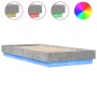 Estructura de cama con luces LED gris hormigón 100x200 cm de , Camas y somieres - Ref: Foro24-839507, Precio: 104,42 €, Descu...